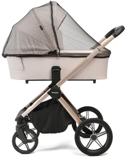 Детская коляска Peppy Monaco 3 в 1 с автокреслом Verona Black Beige (бежевый), рама беж, шлифованный алюминий