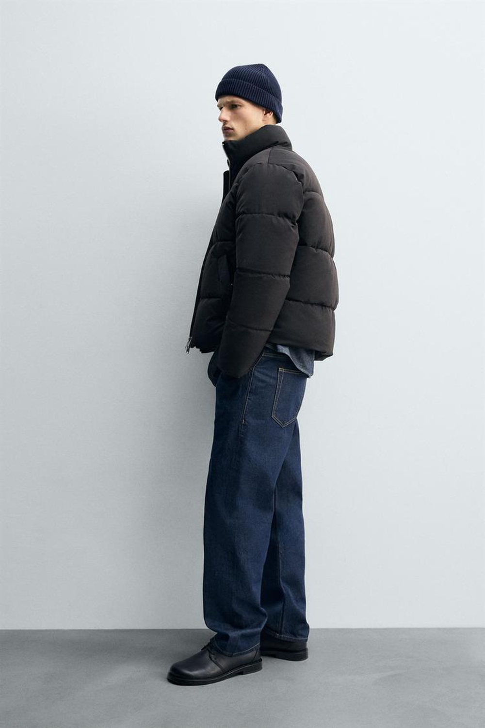 ZARA СТЕГАНАЯ КУРТКА WATER REPELLENT, ЧЕРНЫЙ