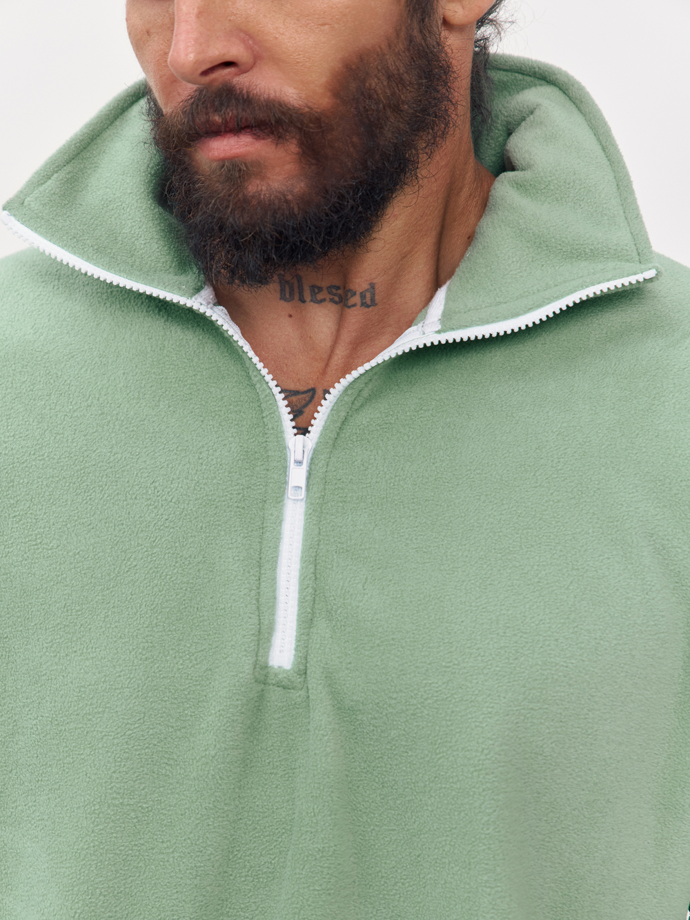 Свитшот "half zip" флисовый (зеленый)