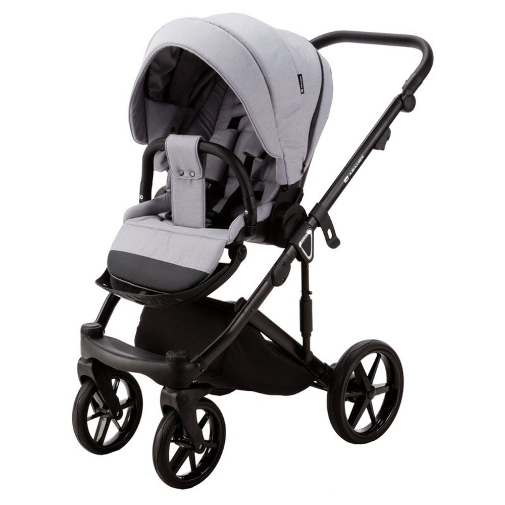 Детская коляска Adamex Marco 2 в 1 GA01 (СВ. СЕР ТК.+ СВ.СЕР КОЖ. ОТДЕЛКА)