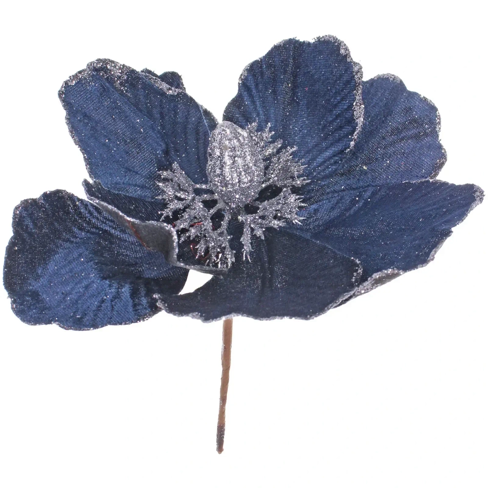 Украшение новогоднее «Пуансеттия - Волшебство» 20 см, Сапфир