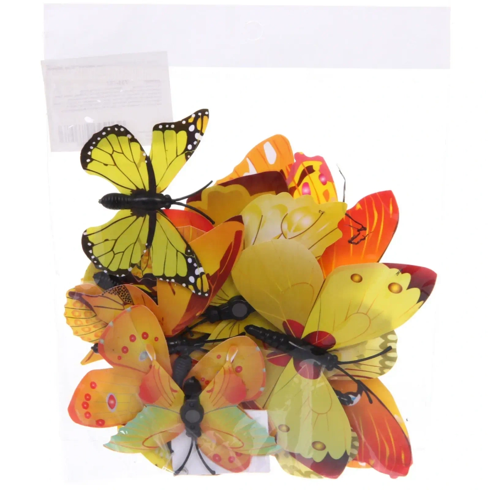 Набор для декора «Волшебные бабочки» 12 шт, Жёлтый