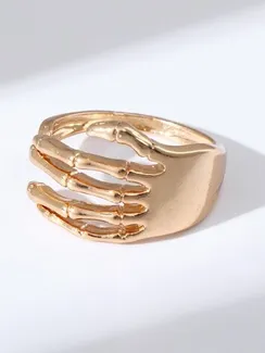 Кольцо "Скелет" кисть, цвет золото, безразмерное