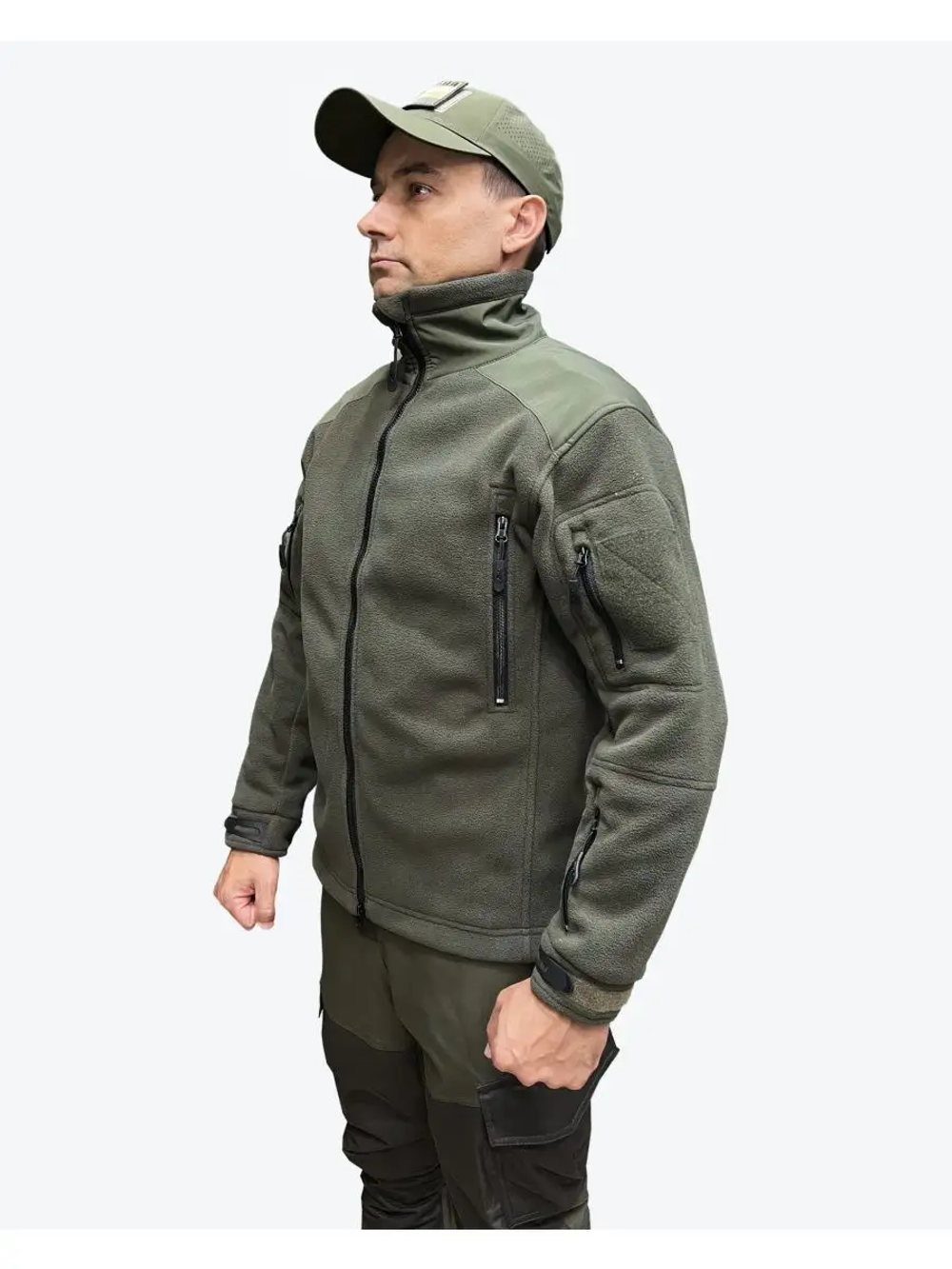 Флисовая кофта 7.26 без капюшона, Олива