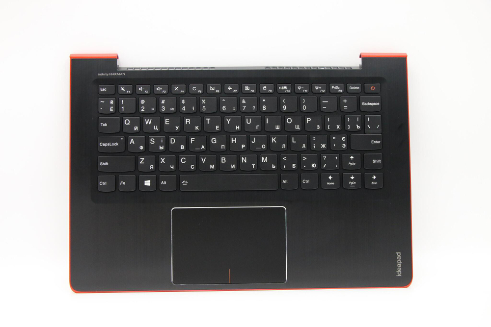 Верхняя панель с клавиатурой (топкейс) для ноутбука Lenovo 510s-13IKB черная, расскладка - русская+украинская (5CB0M54954)