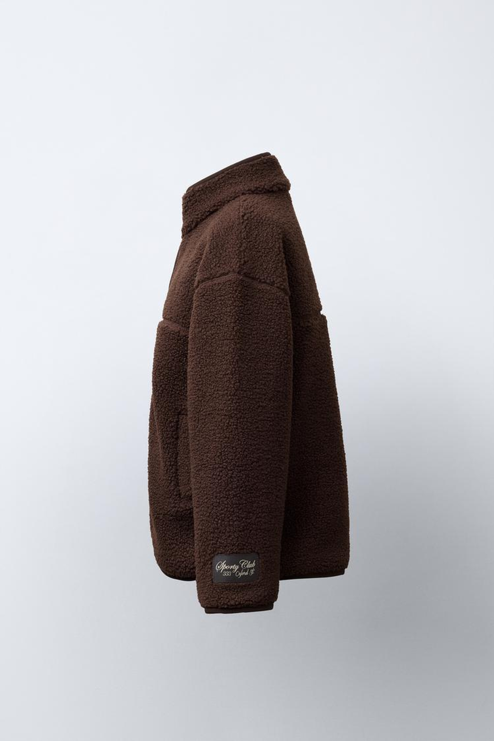 ZARA КУРТКА ИЗ ИСКУССТВЕННОЙ ОВЧИНЫ С ОТОРОЧКОЙ, КОРИЧНЕВЫЙ