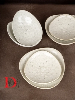 Набор посуды 4 тарелки глубокие мятый фарфор 740 мл