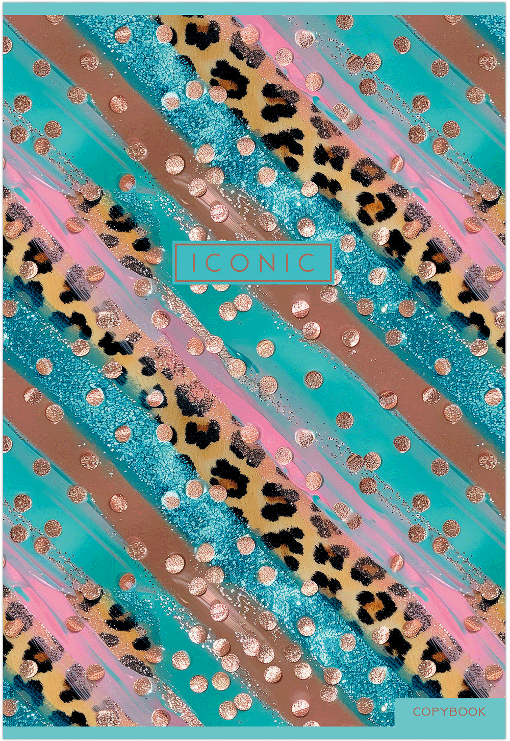 Тетрадь общая А4 96л. PASTEL GOLD LEOPARD, обложка - мелов.картон+софттач лак, скрепка