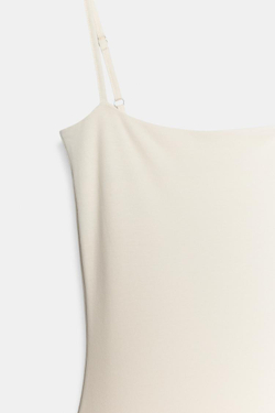 ZARA КОМБИНИРОВАННОЕ ПЛАТЬЕ С ВОЛАНАМИ, ЭКРЮ