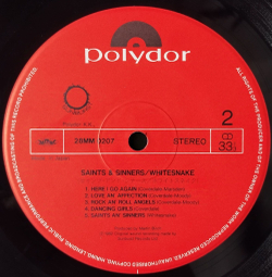 Винтажная виниловая пластинка LP Whitesnake Saints and Sinners (Japan 1982) (No Obi) Bloody Luxury