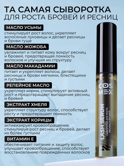 Cosmex Lash Serum Сыворотка для роста ресниц и бровей с щеточкой 10 ml