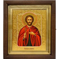 Святой Виктор. Рукописная икона в киоте