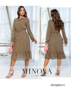 Платье 3111-зеленый-цветок Minova