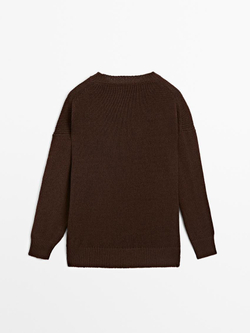 Massimo Dutti Свитер из смесового льна, шоколадно-коричневый