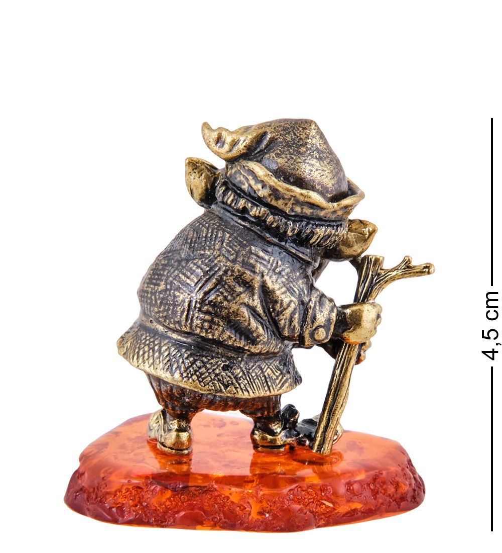Народные промыслы AM-3646 Фигурка «Гном Бардзуки Аугустас» (латунь, янтарь)