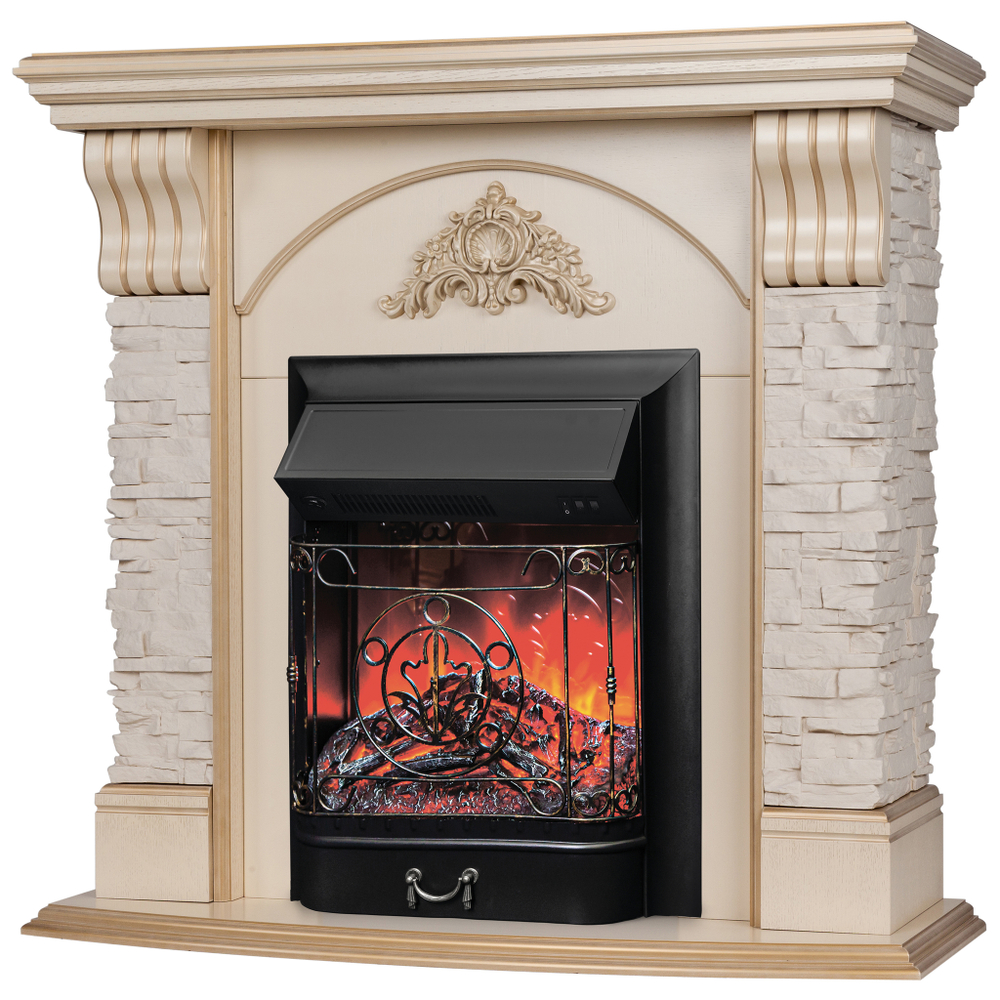 Каминокомплект Real Flame Athena WT с очагом Majestic Lux Black (без пульта)