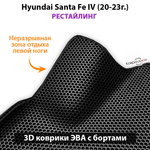 Передние автомобильные коврики ЭВА с бортами для Hyundai Santa Fe IV (20-23г.) Рестайлинг