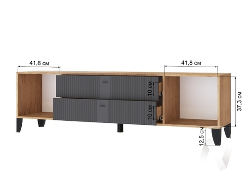 Тумба ТВ Парус-10 (дуб крафт золотой/карбон вулкан)