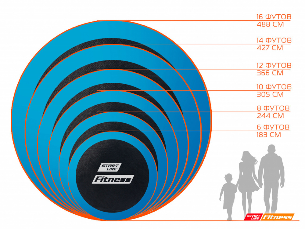 Батут StartLine Fitness 12 футов (366 см) с внешней сеткой и лестницей