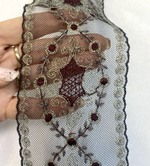 кружево на сетке вышивка шелк/хлопок (Франция) ш-7,5 см цена за 1м