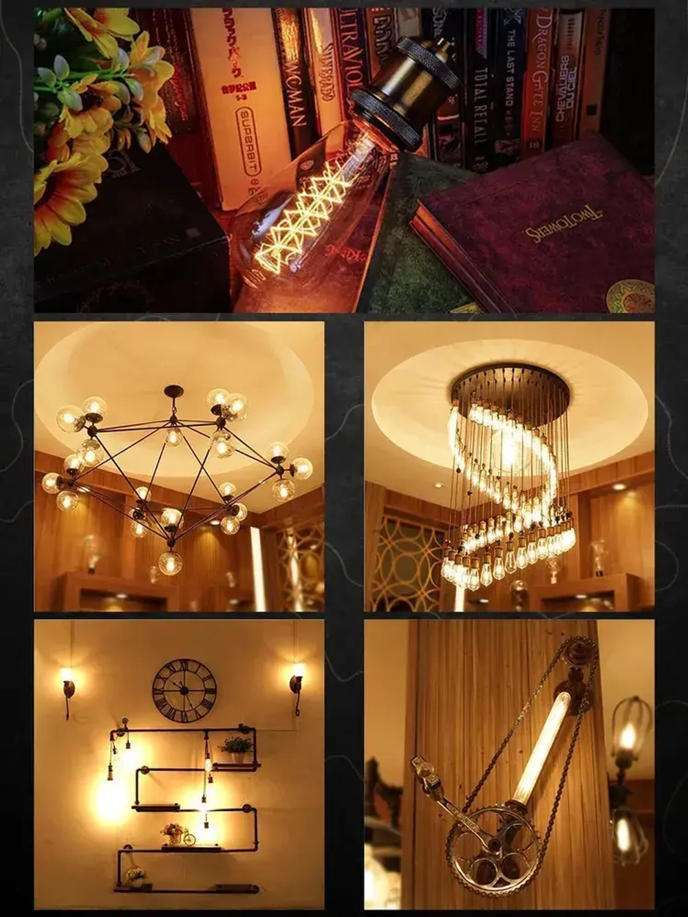 Лампа накаливания (винтажная лампочка) Эдисона Emilion Loft Edison ST64 (E27, 40Вт, Теплый свет)