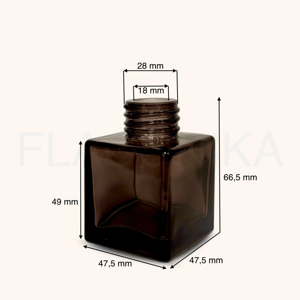 Комплект: Флакон для диффузора 50 мл коричневый куб с черной крышкой