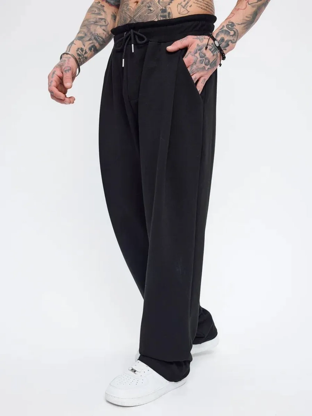 Штаны спортивные с защипами багги широкие оверсайз