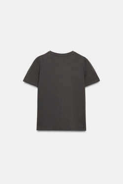 ZARA ХЛОПКОВАЯ ФУТБОЛКА В СТИЛЕ РУСТИК, УГОЛЬНЫЙ