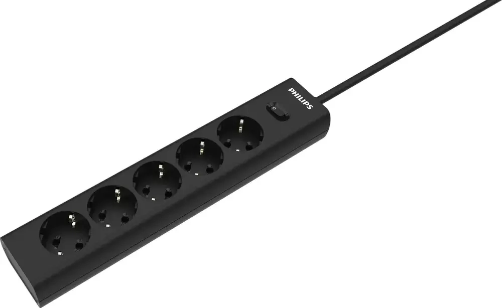 Philips сетевой фильтр 5 Розеток, кабель - 2M черный