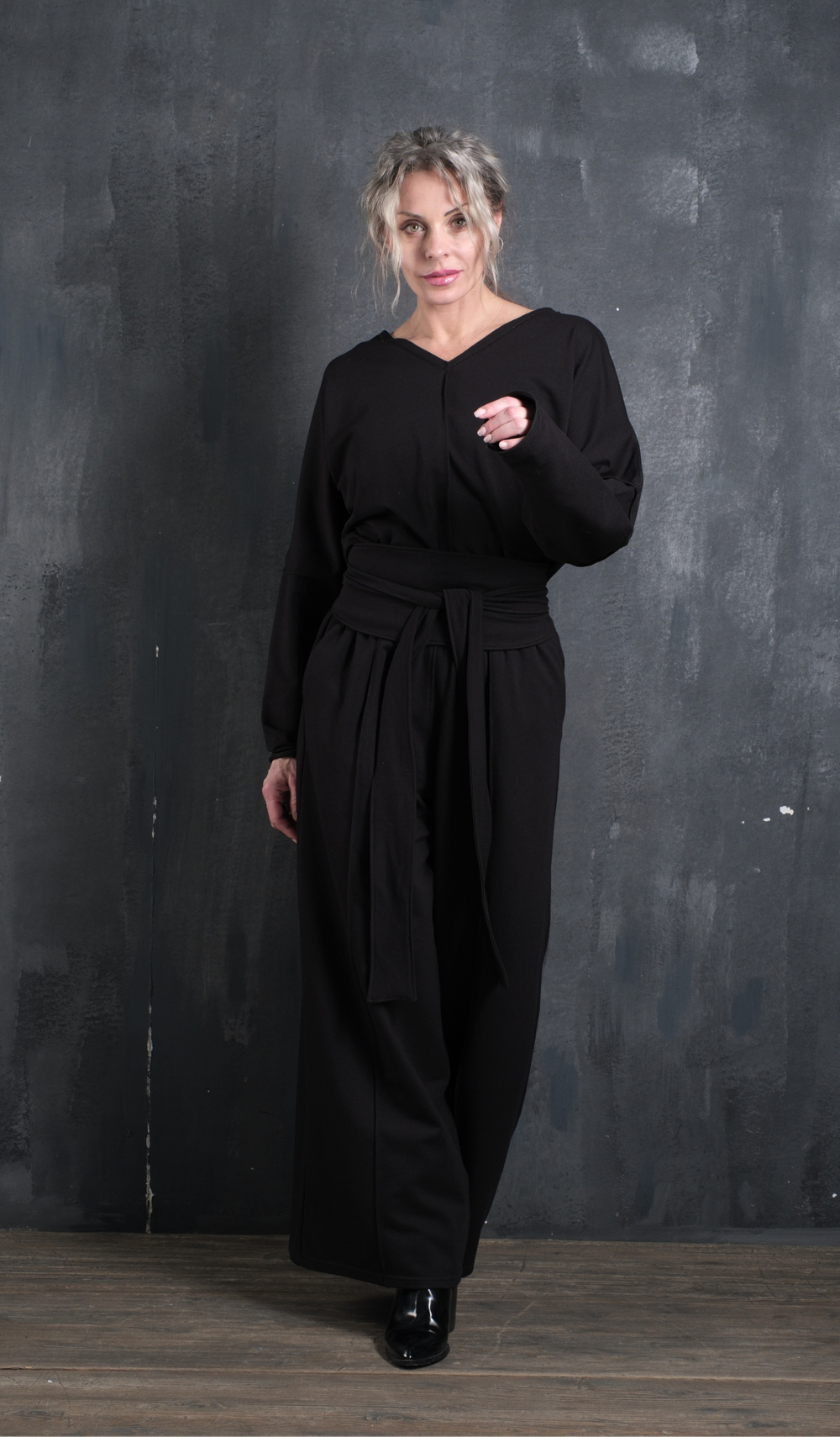 Палаццо со стрелкой /черный + кушак