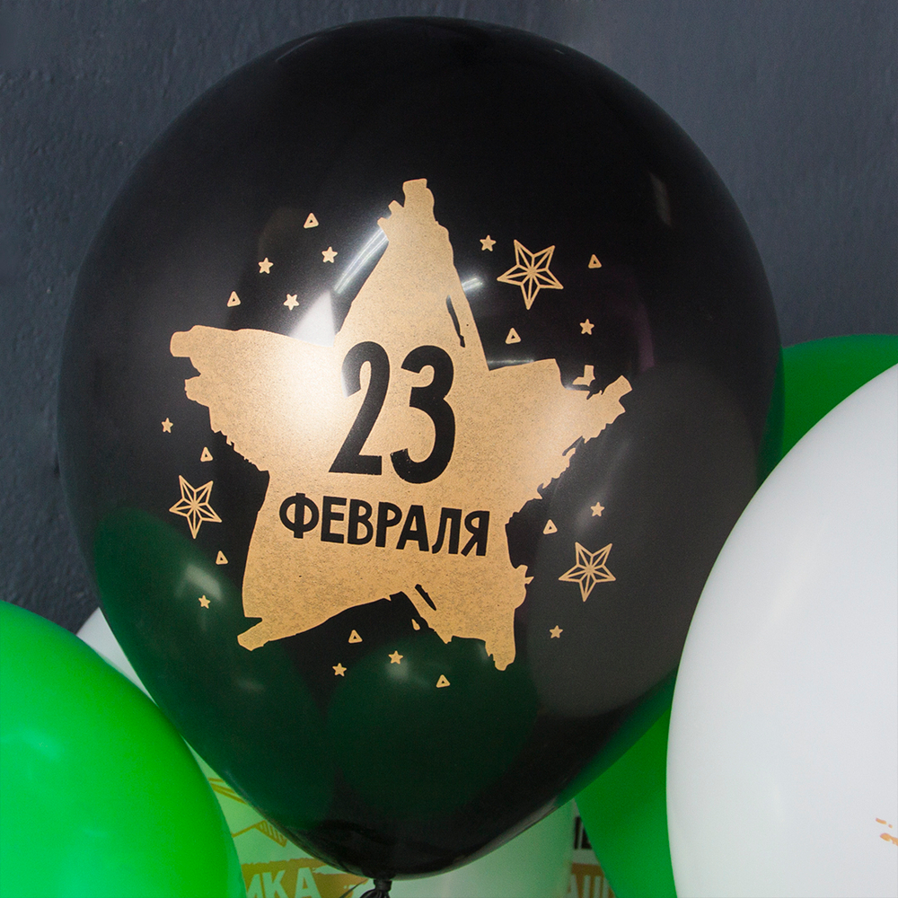 Воздушный Шар (12''/30 см) 23 Февраля, С Днем Защитника!, Ассорти, пастель, 2 ст