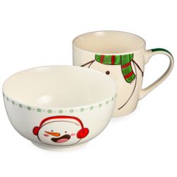 НАБОР ПОСУДЫ LEFARD "СНЕГОВИК" 2 ПР. (КРУЖКА 360МЛ, САЛАТНИК 500МЛ)