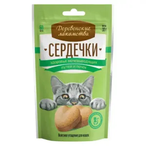 Лакомства Деревенские лакомства Сердечки для взрослых кошек для здоровья мочевыводящих путей и почек