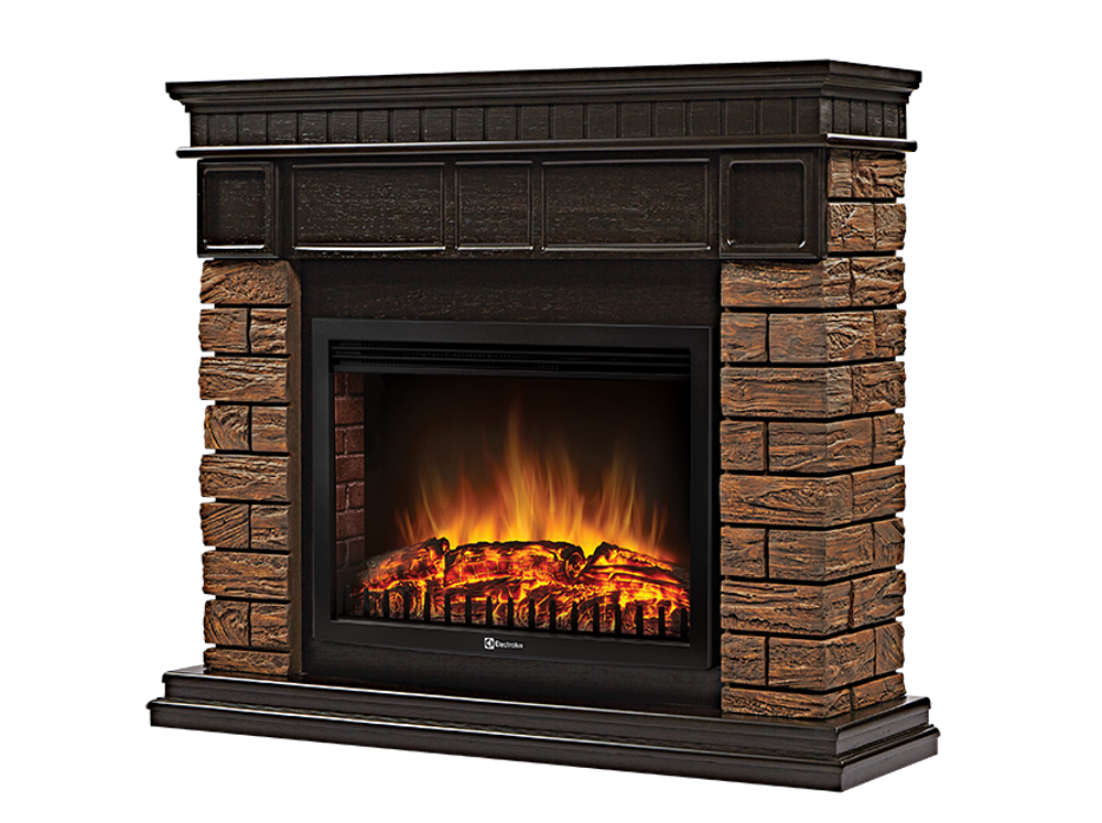 Портал Firelight Bricks Wood 25 камень темный, шпон венге