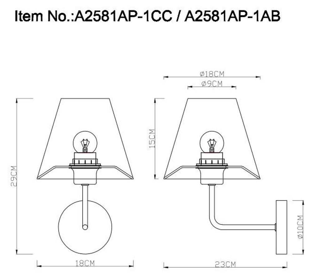 Бра Arte Lamp A2581AP-1AB