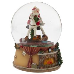 GAEM Фигурка декор в стекл шаре "Дед Мороз на лошадке" (муз и вьюга, 3xAAA н/п), D 15 см, L14 W14 H19 см