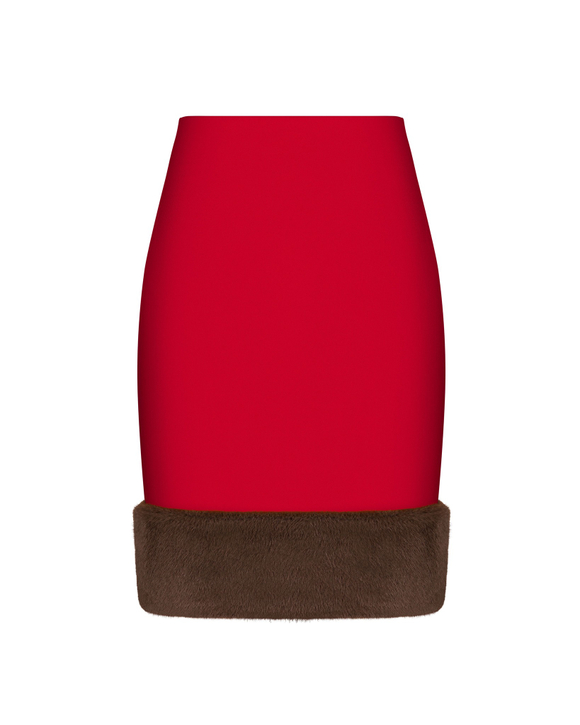 Юбка миди с меховой отделкой