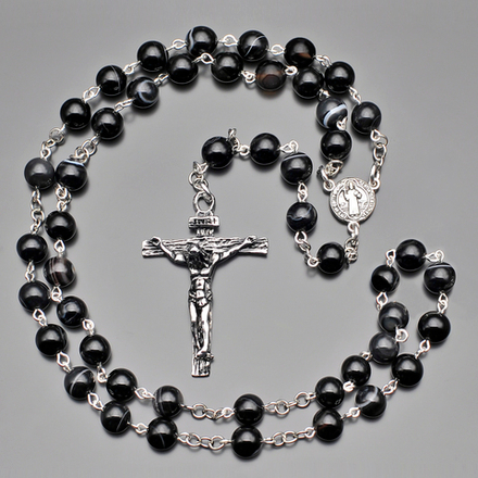 Бусы-розарий из черного агата "Rico La Cara" AMX000161