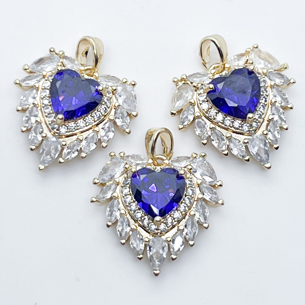 Подвеска Сердце, цвет золото, фианиты, размер 18*19 мм, цена за 1 шт