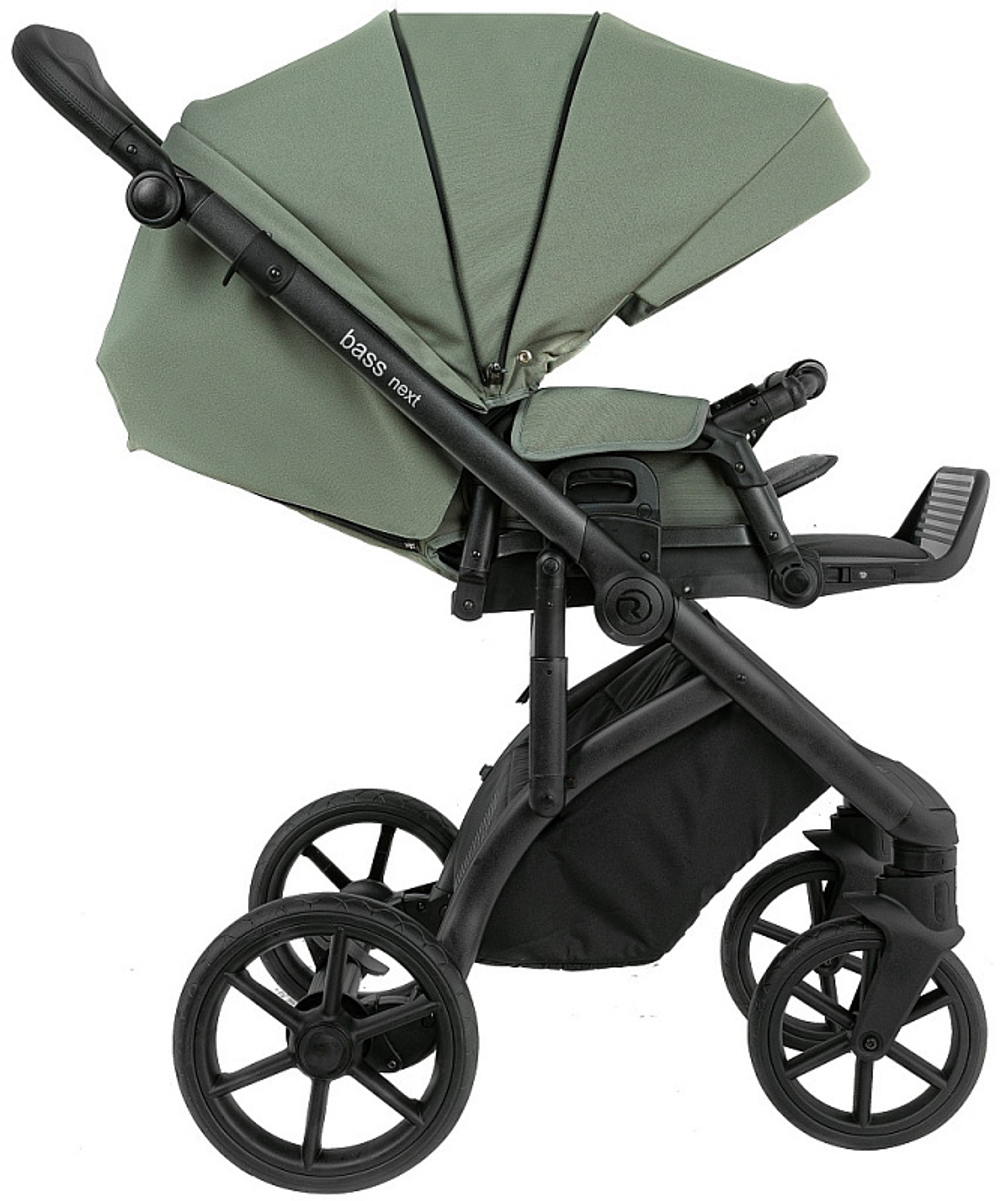 Детская коляска Roan Bass Next 3 в 1 с автокреслом Tutis Elo Black BSN/43/2 Sage Green/Black/ руч.Black
