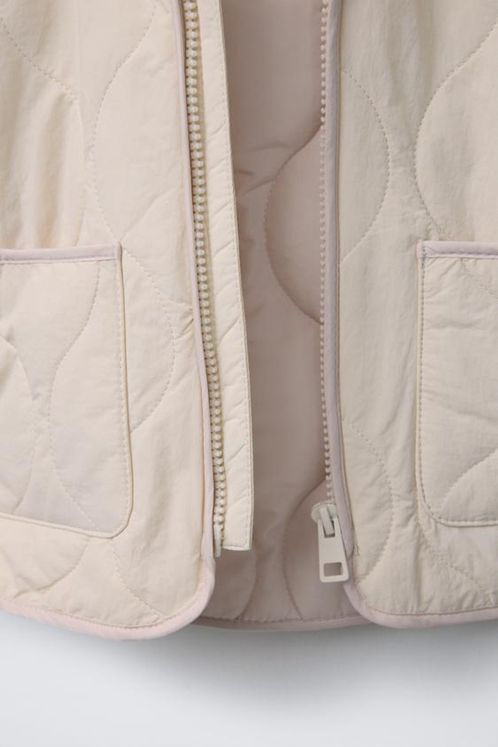 ZARA СТЕГАНАЯ КУРТКА WATER REPELLENT, ЭКРЮ