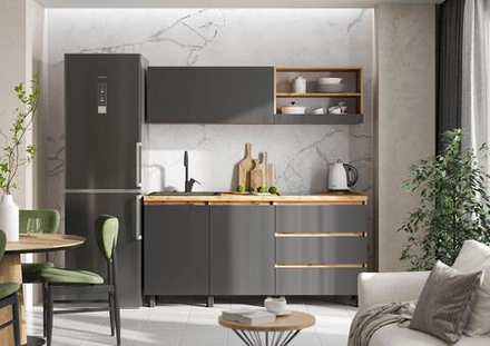 Хелен Кухня 1.7 м Крафт золотой / Графит серый