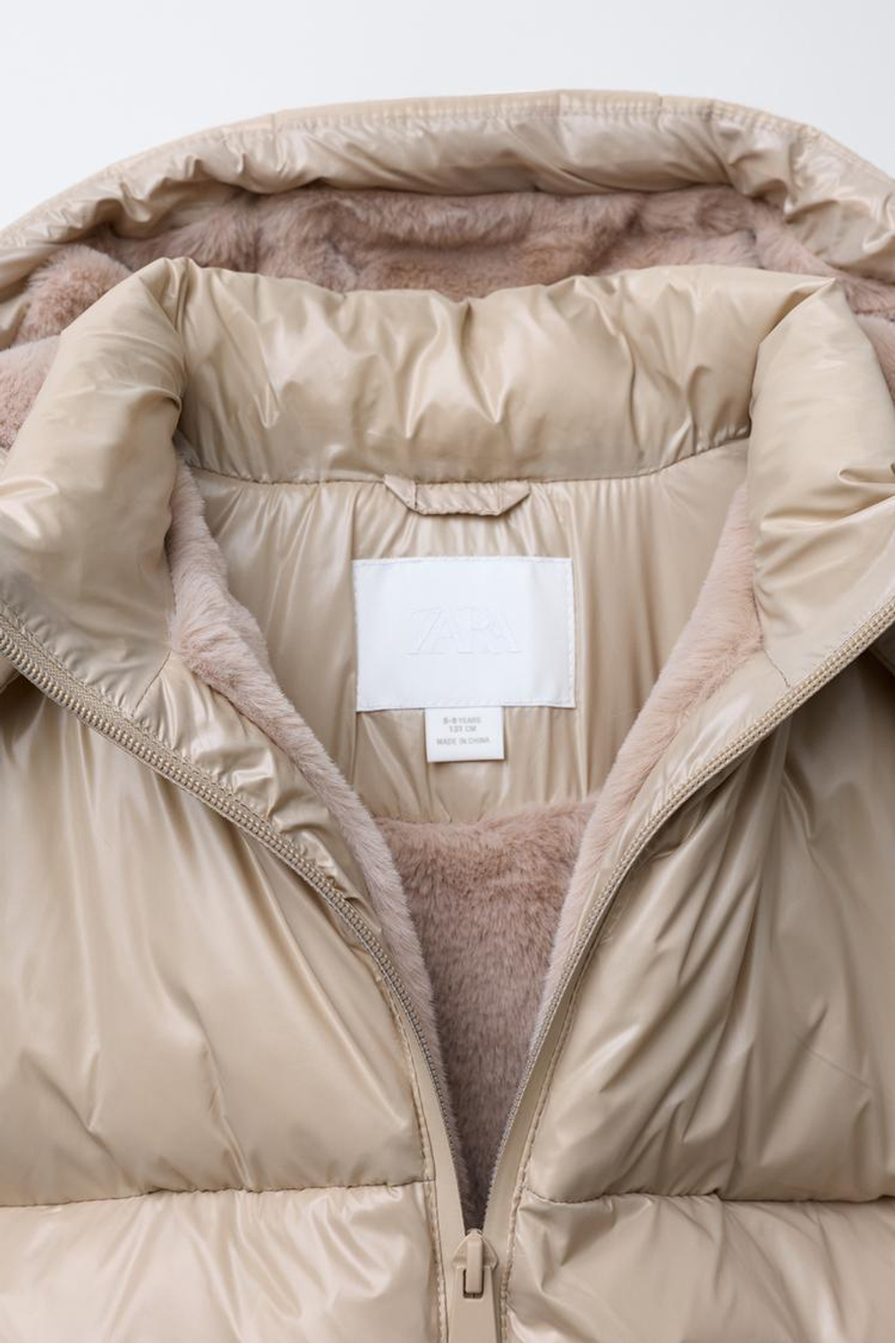 ZARA КУРТКА-ПУХОВИК С КАПЮШОНОМ, ПЕСОЧНЫЙ