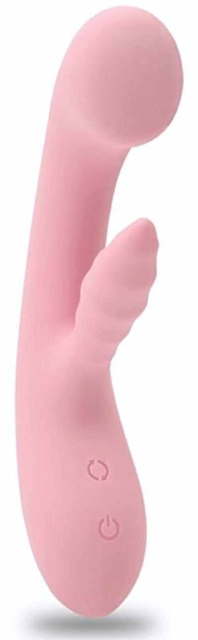 Нежно-розовый вибратор со стимулятором клитора The Unicorn - 21,5 см. (Цвет: нежно-розовый)