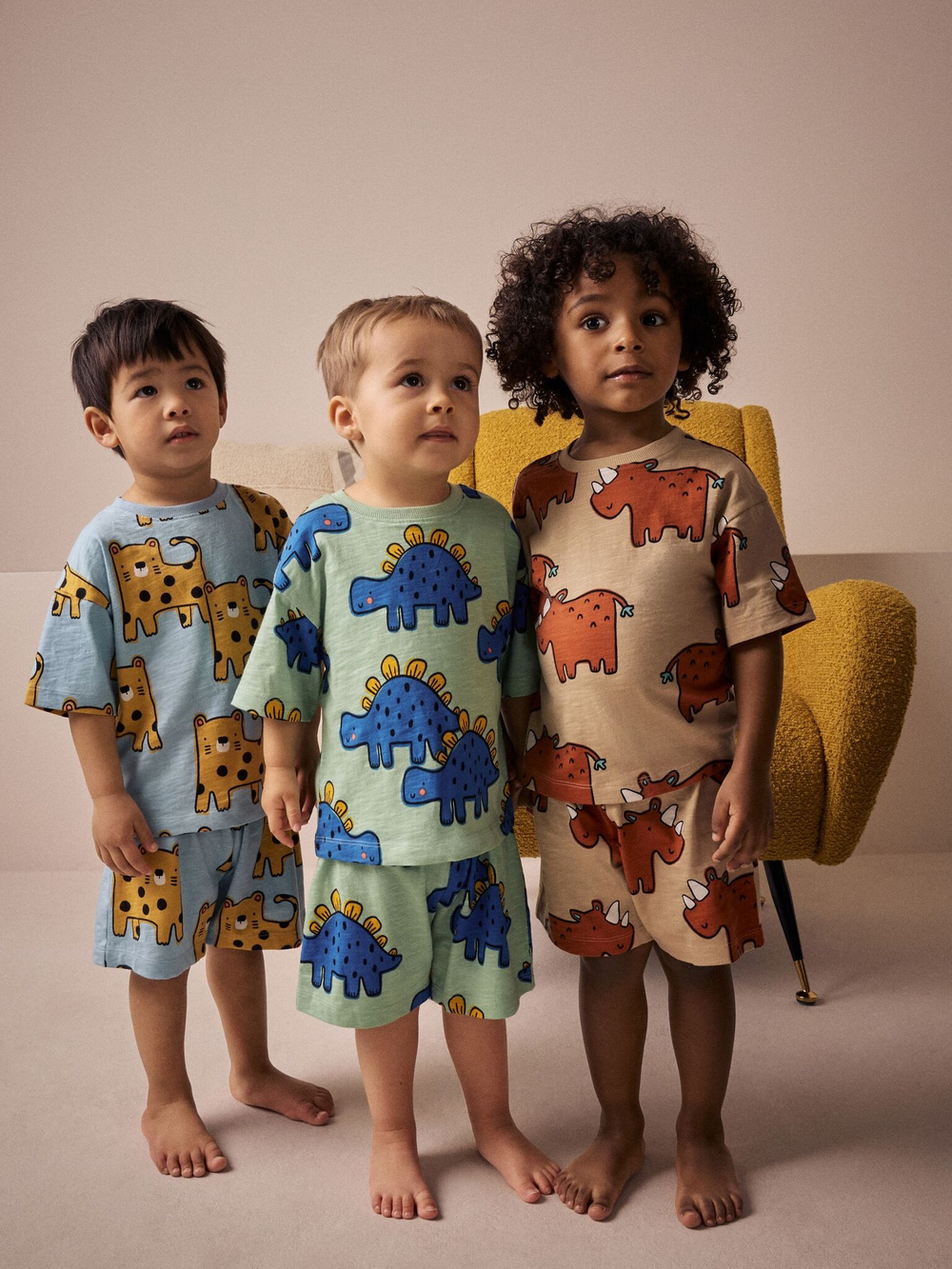 Пижама для мальчика Next AC0-925, 3 шт., Голубой, Зеленый, Песочный