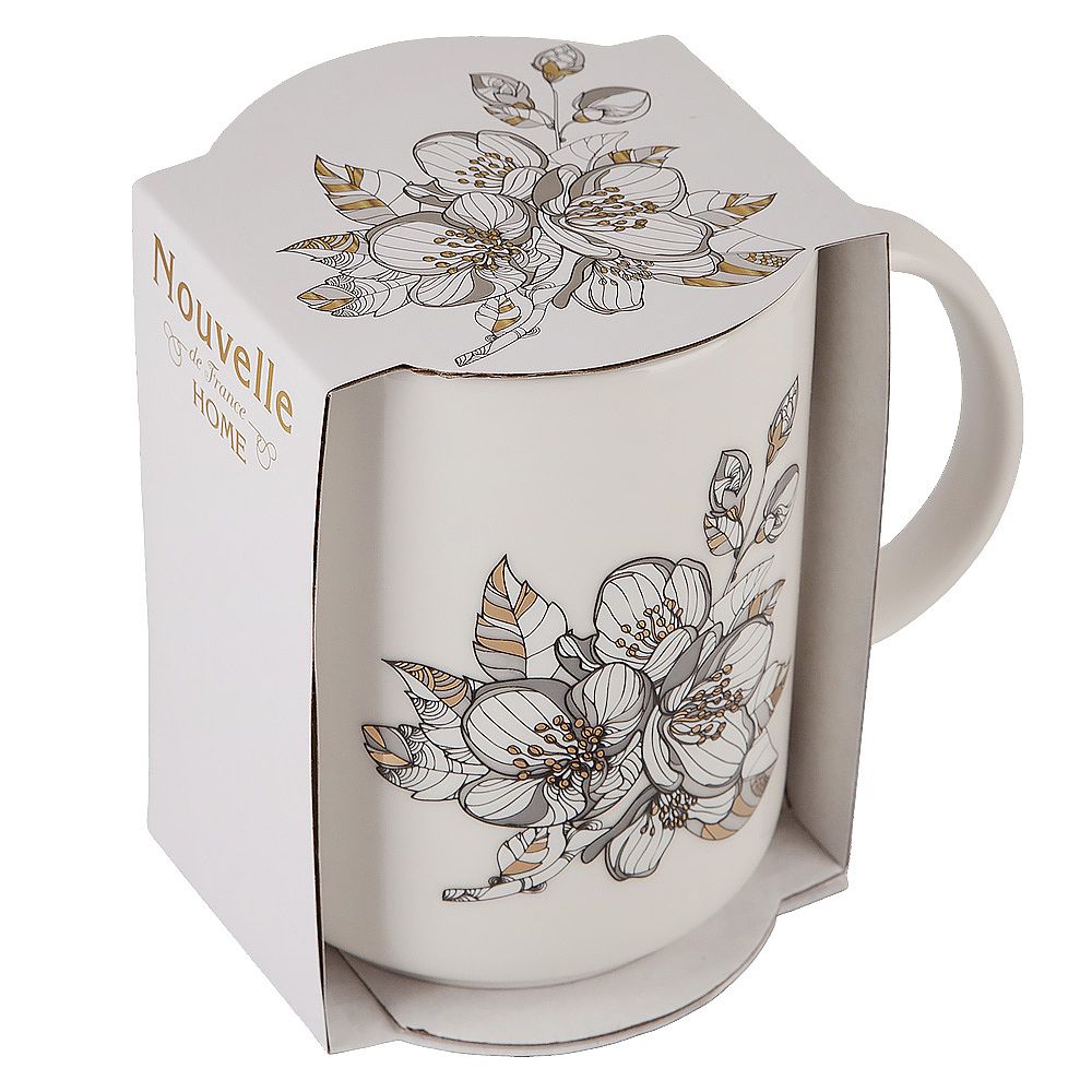 Кружка "Floristry" v=380мл (фарфор) (картонная цветная лента)