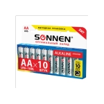 Батарейка АА SONNEN Alkaline, алкалиновые 10шт. 451086