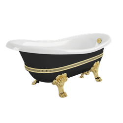 Ванна Migliore Bella на лапах с декором  черная/золото ножки "LEONE" STANDART 170х80см 26836