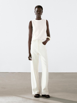 Massimo Dutti Футболка из 100% хлопка без рукавов, белый