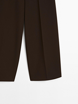 Massimo Dutti Брюки с высокой посадкой и широкими штанинами, шоколадный